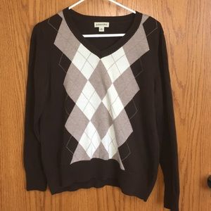 St. John’s Bay long sleeve argyle sweater brown